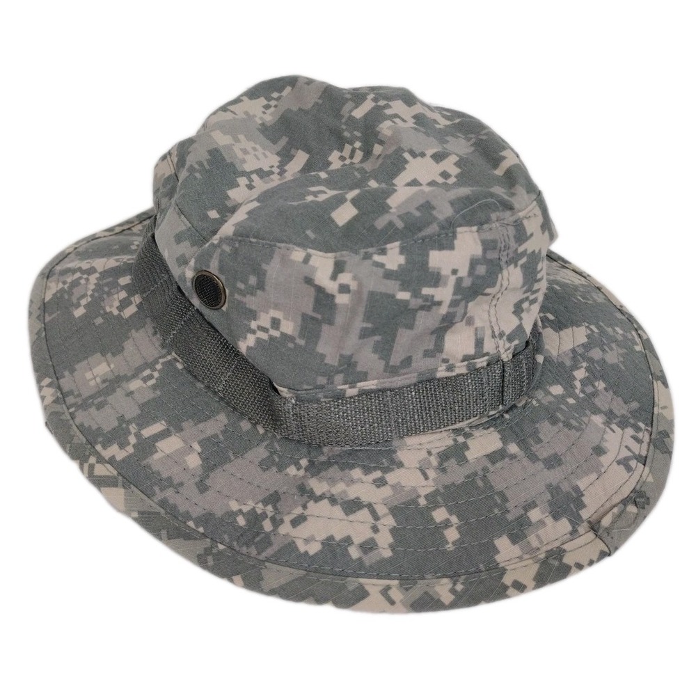 Army Combat Sun Hat Boonie Bucket Digital Camo Sz 7 3/8 Drawstring